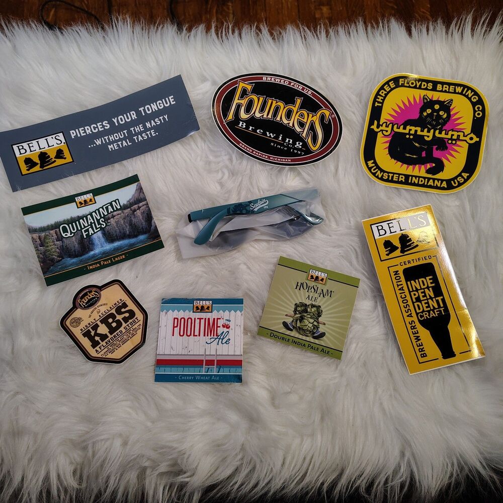Craft Beer Bells, Founders Sticker Sunglasses LOT